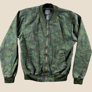 Royal Premium Bomber Jacket Men L Green Camo Full Zip Canvas Utility Streetwear